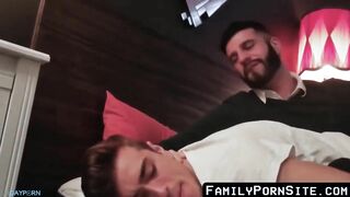 youthful twink gulping and riding stepdads rock hard cock