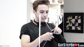 inked stud slides his crude dick in stepbrothers butt hole