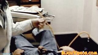 sexy retro masturbation and dildo drilling at dentist office