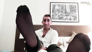 step homosexual daddy dark hued sheer socks white wood come worship my feet witness me brink my rock hard white meatpipe spunk together