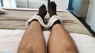 step homosexual daddy dark hued sheer socks white wood come worship my feet witness me brink my rock hard white meatpipe spunk together