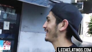 latino with bare back engages in wild pickup sex and receives a facial