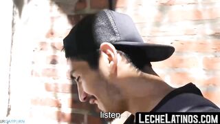 latino with bare back engages in wild pickup sex and receives a facial