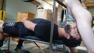 Nice Cock gives Deep Throat Workout on the Weight Bench bushmanjim - BussyHunter.com
