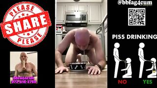 Exposure whore Christopher Allen Foster drinks piss from doggy bowl