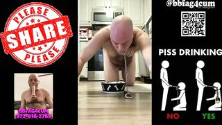 Exposure whore Christopher Allen Foster drinks piss from doggy bowl