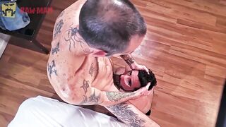A cuddly hairy daddy with a huge cock with a hungry bottom Rawma