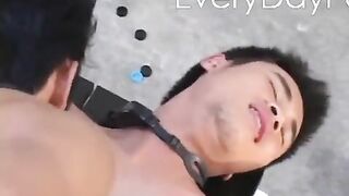 slim asian sucked and jizzed before anal sex from behind asia boy gay video