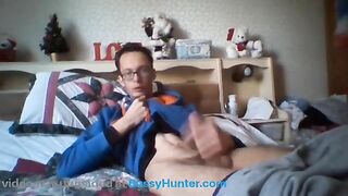 skinny teen strokes his cock while lying down on a bed peter bony gay video
