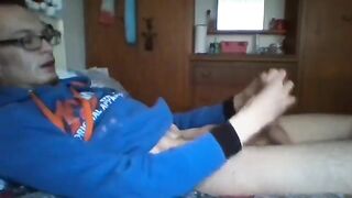 skinny teen strokes his cock while lying down on a bed peter bony gay video