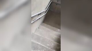 sexgayamateur fucking a guy in the stairs on public