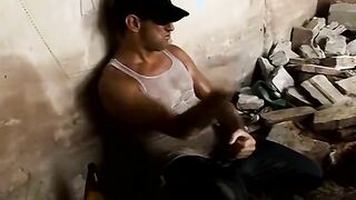 big dick stud jerking off solo and pissing on himself 2