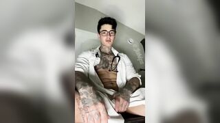 jerking my big cock and spraying