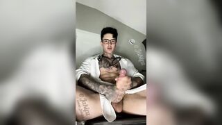 jerking my big cock and spraying