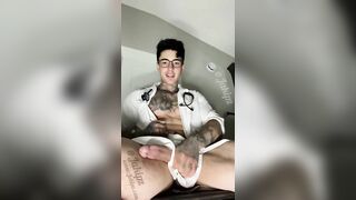 jerking my big cock and spraying