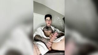 jerking my big cock and spraying