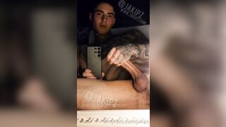 Slow late night jerk off and cumming over myself 