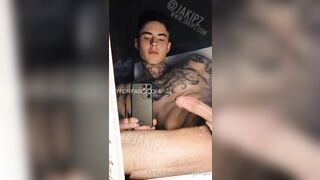 Slow late night jerk off and cumming over myself 