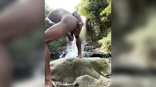 Gregory - Latino guy with huge cock masturbates under a waterfall