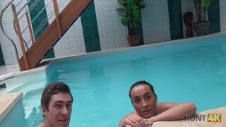 Cuckold swims while handsome stranger has fun with his girl
