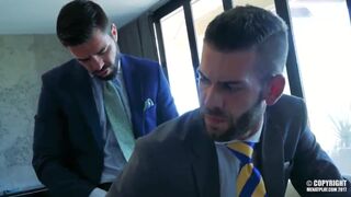 Two nasty businessmen blow the steam off before their meeting 2