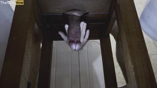 close up milking my big cock under the chair thick cumshot 4k 60fps thecumvow 2