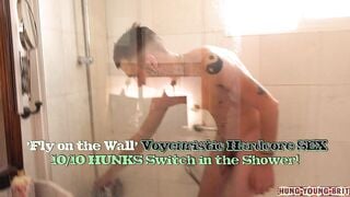 FLY on the wall voyeuristic HARDCORE sex two hunks switch in the shower