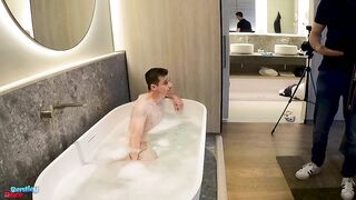 Brad Hunter soaping up in the bath
