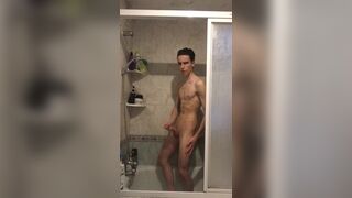 Having a shower and jerking my big cock Andrew Miller - Gay Fans BussyHunter.com