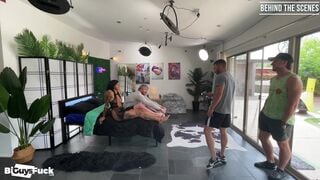BEHIND THE SCENES Tan and Ripped Tyler Schultz Fucks His 1st Guy Sage Hardwell with Mai Cox! - BussyHunter.com (Gay Porn)