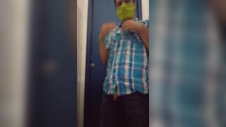 open my blue shirt in bathroom pull up my dirty cock then stroke him nathan nz - Gay Porno