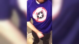 Captain America Showing off his Current Dadbod & his Uncut Cock Stroking away Jetsfan1983 - SeeBussy.com