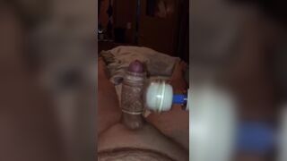 Slow Motion Cumshot using my Magic Wand Massager Cock Sleeve. Vol 1 Jetsfan1983 - SeeBussy.com