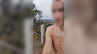 Hot twink's risky public wank totally naked at a hiking trail lookout¡ Kyle Lane - Gay Porno