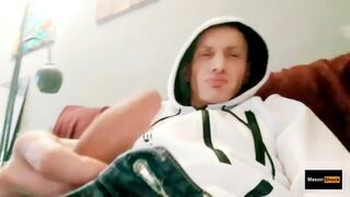 Horny Hoodie Handjob Mason Shock  - Gay Porno Video