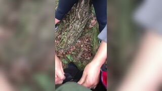 Blowjob in the WOODS & a Tasty Cumshot on her PHAT ASS that he Eats up as it Drips down to her Hole Jetsfan1983 - SeeBussy.com
