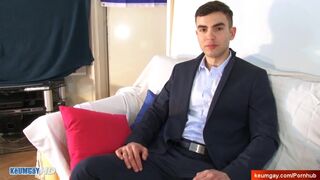 Salesman Gets Wanked his Huge Cock in Spite of Him, to get a Contract - Amateur Gay Porn 2
