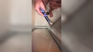 Solo Anal Masturbation using a Glass Dildo in the Shower with no Lube Required Jetsfan1983 - SeeBussy.com