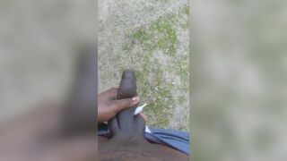 Flaccid black cock pissing in straight bros yard Canny Uncut - Gay Porno Video