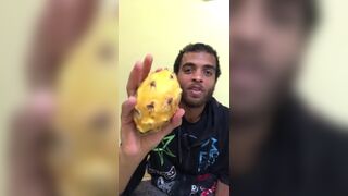 ROCK MERCURY Eats Yellow DRAGON FRUIT from imperfect foods Rock Mercury - Amateur Gay Porn - A Gay Porno Video