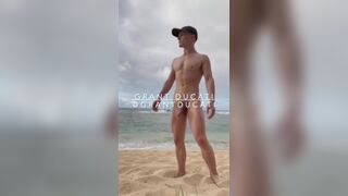 Naked and Hard on a Public Beach (Cumshot at the End) Grant Ducati - Gay Porno Video