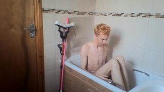 sexy skinny blonde teen takes a bath and wets his hair and cock Peter bony - SeeBussy.com