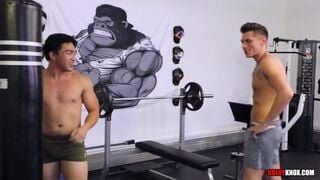 Sexy Ass Asian Sunny D Gets FUCKED RAW all over the Gym by Hung Stud Troy Accola Colby Knox
