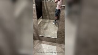 TSB - Big bro shows his cock in the mirror in public bathroom - 48 secs