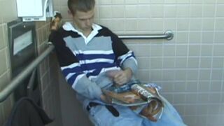 Christian Strokes Cock in Toilet CJXXX