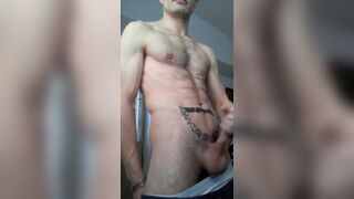 Masculine toned body teasing, jerking off and close-up cum in your face. KyleBern - SeeBussy.com